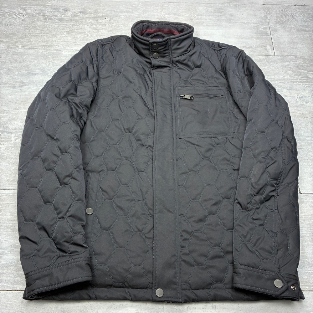 Ted Baker Waymoth Quilted Jacket Mens 4 L Black Hexagon Puffer Coat 156225